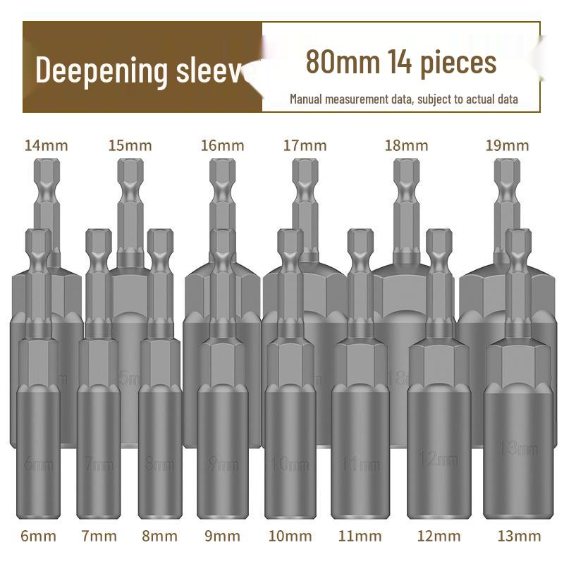 Deep Hex Long Electric Wrench and Screwdriver Bit Set, 8mm