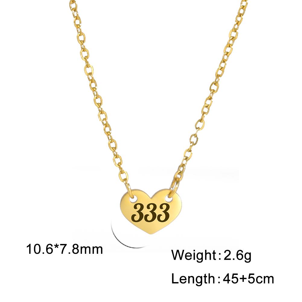 Unift Angel Number Heart Necklace Lucky Number 111 222 333 44 555 666 777 888 999 Stainless Steel Necklace Fashion Women Jewelry