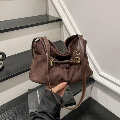 Fashion Suede Bag Women's New High-end Sense Versatile Shoulder Bag Niche Commuter Bag