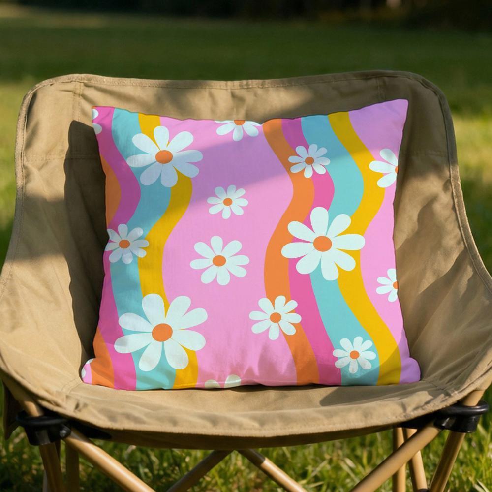 Colorful Daisies Cushion Cover Soft Reversible Durable Pillow Cover MultiScene Use for Home Car Daily Comfort