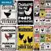 SQ-DGLZ Vintage Metal Sign Warning Chickens Eggs Tin Sign Shop Plate Home Bar Wall Decor Sticker Decoration Plaque Poster