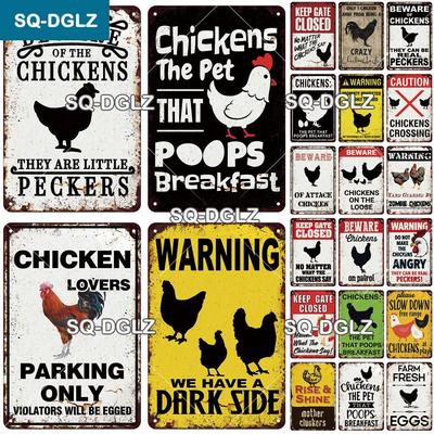 SQ-DGLZ Vintage Metallschild Warnung Hühner Eier Blechschild Ladenplatte Home Bar Wanddekoration Aufkleber Dekoration Plakette Poster