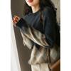 2022 Loose Wild Retro Diamond Long-sleeved Rabbit Fur Sweater Pullover Round Neck Sweater Women Foreign Style
