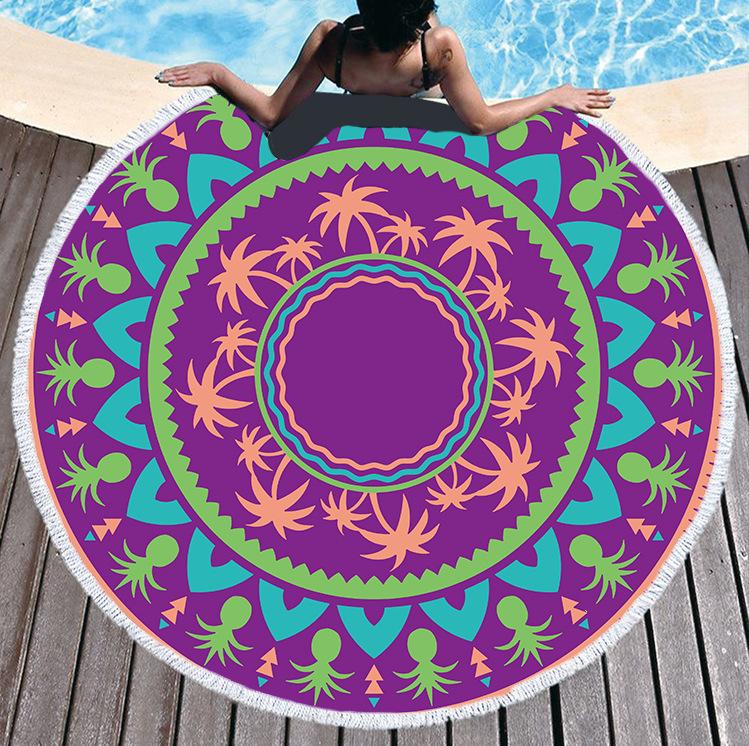 Mikrofaser Marmor Abstraktes Muster Strandtuch Rund Groß Aquarell Treibsand Yoga Handtuch Mit Quaste Strandmatte Decke Abdeckung