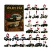 Car Ornament Christmas Advent 24 Days 2D Acrylic Decoration Policeman Car Countdown Calendar for Home Christmas Tree Car