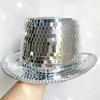 Wakacyjny kapelusz Panama lśniący lustrzany odblaskowy błyszczący cylinder na karnawały klubowe festiwale muzyczne fajna dyskoteka