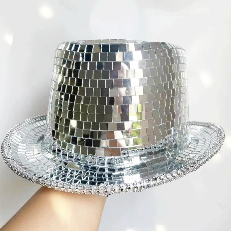 Pălărie Panama de vacanță, pălărie de top reflectorizantă, oglindită, strălucitoare, pentru carnavaluri, festivaluri de muzică, petrecere disco cool