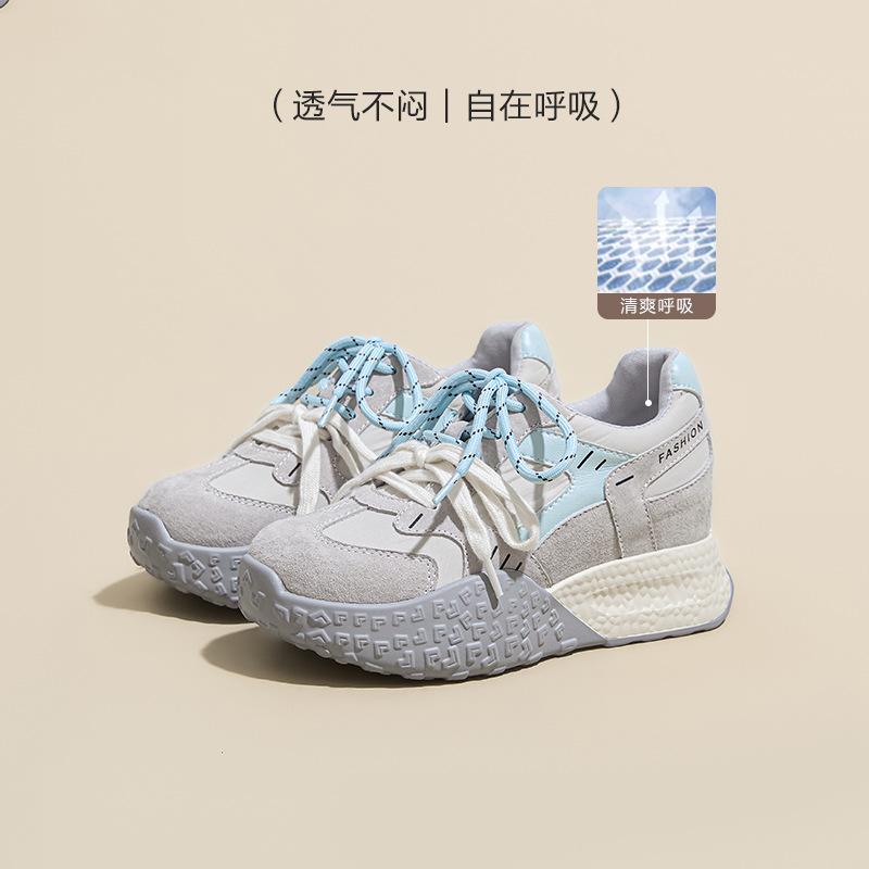 Mesh breathable thick-soled women's shoes, soft soles are not tired feet, spring and summer new height-increasing shoes for women