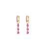 Luxury Rose Red Zircon Stainless Steel Water Drop Hoop Earring For Women 18K Gold Plated Huggie Women's Jewelry Pendientes Mujer