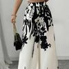 Women's Fashion Printed Lace-up Waist-cinching Slim-fit Casual Trousers for Women