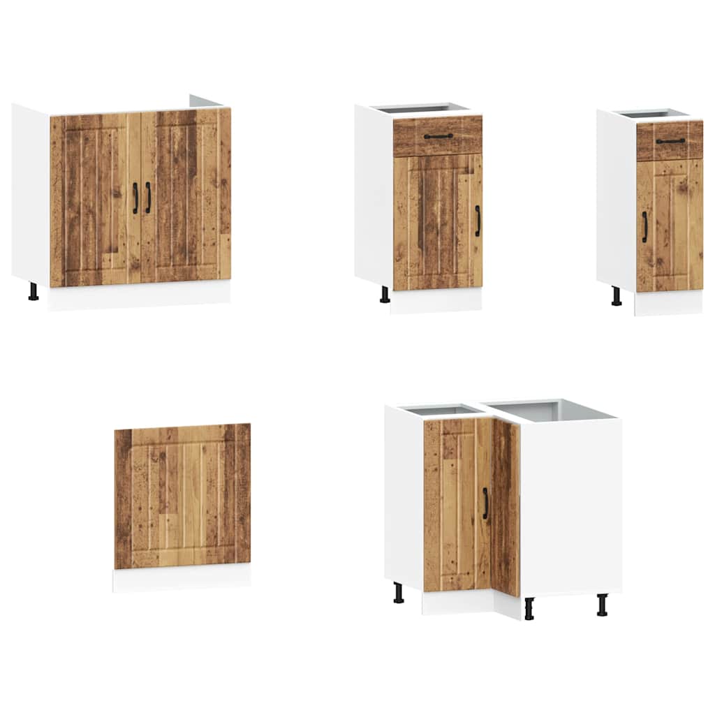 11 Piece Kitchen Cabinet Set Kalmar Vintage Wood Look Particleboard