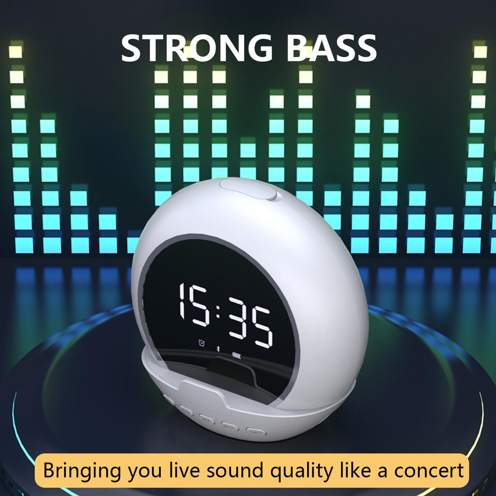 Digitaler Wecker Tragbarer Bluetooth-Lautsprecher Temperaturanzeige Musikplayer Wiederaufladbar für Zuhause Outdoor Reisen Badezimmer