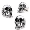 Men's Gothic Style Blackened Titanium Zombie Skull Ring with Long Teeth