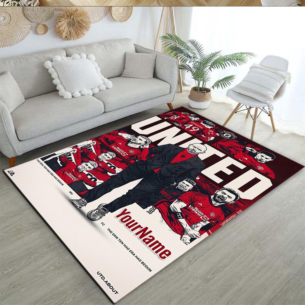 Manchester Customizable Name Area Rug Perfect for Balcony Game Room Entryway Kitchen Antislip Carpet Office home decor