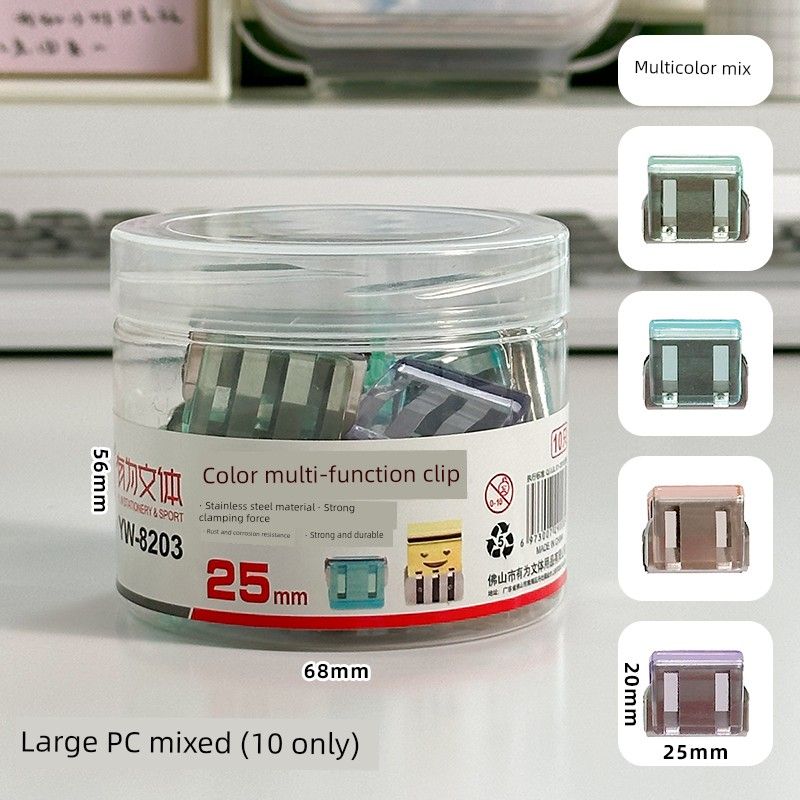 

Transparent Push Clip Stapler Paper Storage Seamless Binding Office Document Stationery Fixed Little Clip Binder Clip