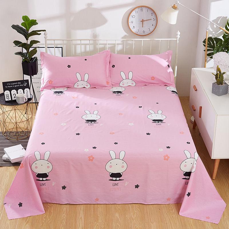 Flannel Cartoon Bed Sheet for Student Dormitory - Single/Double Bed, Free Shipping