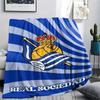 1Pc Real Sociedad Print Flannel Blanket, High Quality Comfortable for All Seasons, Home Decor, Warmth and Comfort, Perfect for Christmas Gifts