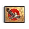 Abstract Bird Flying Animal Poster Raven Crow Hummingbird Red and Gold Canvas Painting Modern Wall Art Living Room Home Decor