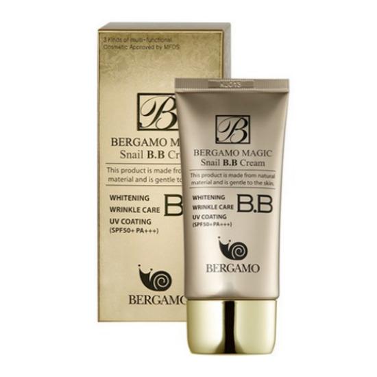 Bergamo Magic Snail BB Cream SPF50+ PA+++ Brightening Coverage Skin Care Makeup 50ml