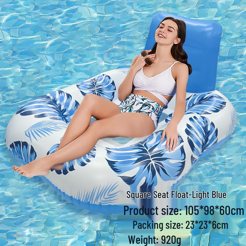 Inflatable PVC Float Recliner: Foldable Striped Swimming Bed