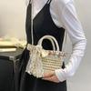 Handwoven Messenger Bag Rattan Flower with Lace Bow Design Shoulder Bag Portabl Storage Crossbody Handbag for Daily Leisure CLE