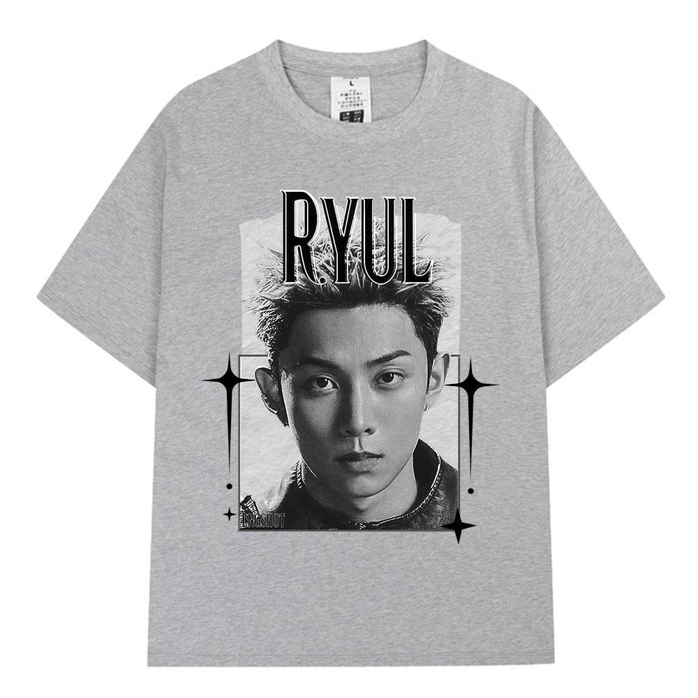 Korean Kpop Hip Hop Group Lngshot RYUL T-shirt Men Women Clothing Fashion Harajuku Oversized Cotton Short Sleeve Tees Fan Gifts