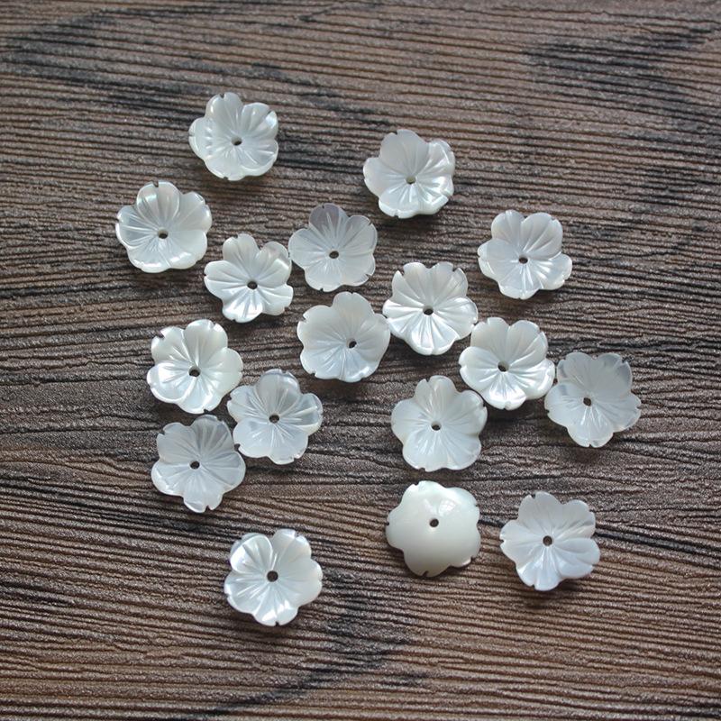 FishPeach 10Pcs/lot 8-10MM White Natural Mother Pearl Flower Seashell Stone Shell Beads For Women Diy Jewelry Accessories Making