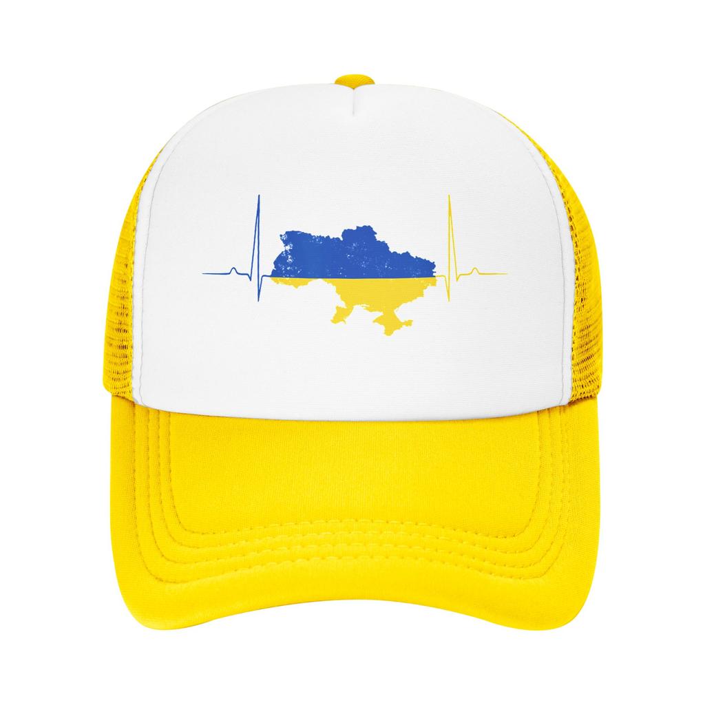 Ukraine Heart Ukrainian Heartbeat Mesh Baseball Cap Unisex Outdoor Trucker Hat Hat Adjustable Summer Trucker Hats