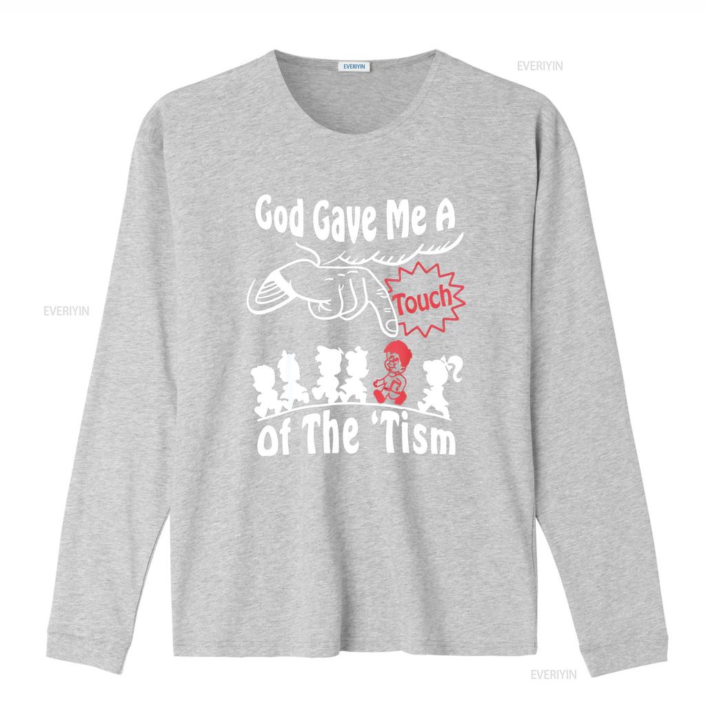 Funny Autism Appreciation God Gave Me A Touch Of The Tism T Shirt Vintage Washed Comfortable Casual Slightly Homme Streetwear