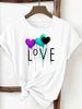 (Asian Size) Tee Print Fashion Top Women Clothing T Shirt Woman Female Style Love Heart Trend Cute Short Sleeve Graphic T-shirts