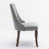 Rayon Cloth Flocking Linen Dining Chairs with Curved Solid Wood Legs, Set of 2 (Gray), DE1847GY