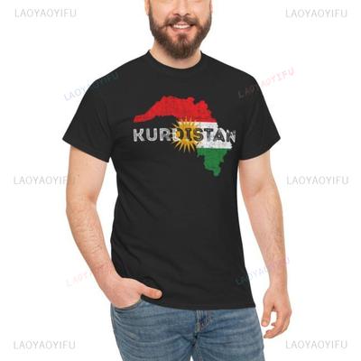 Vintage Kurdistan Kurdish Cotton Tshirt Graphic Street Clothing Short Sleeve Crewneck Summer Style Clothing Y2K Clothing