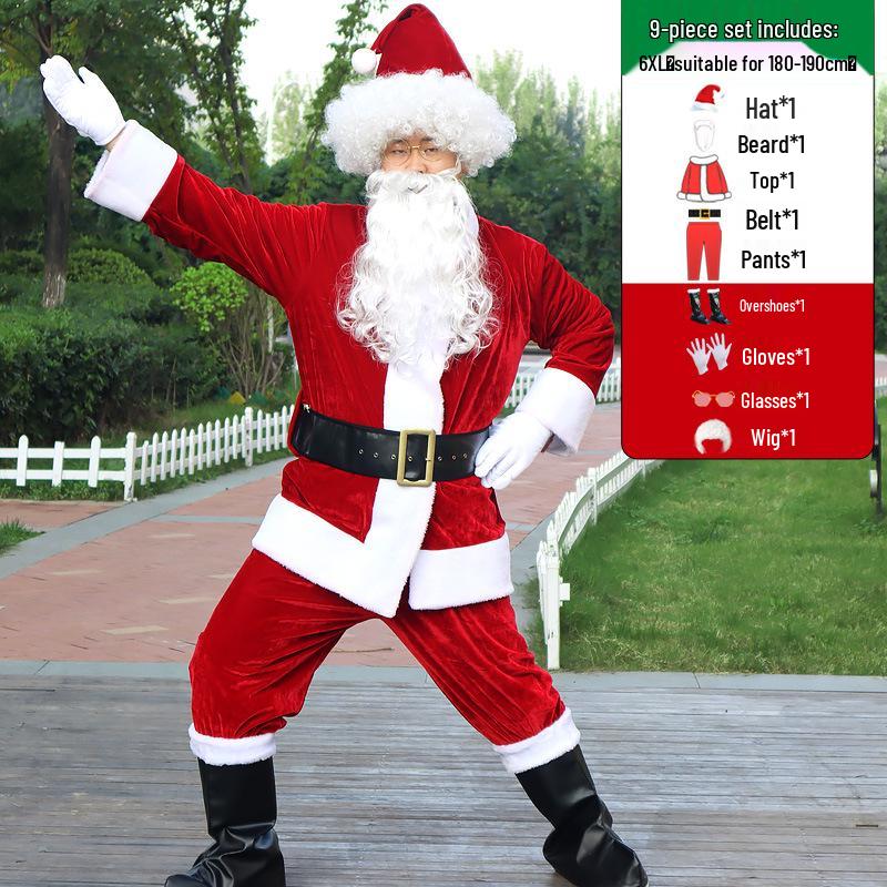 Adult Santa Claus Costume Set - Men's & Women's Plus Size Christmas Outfit