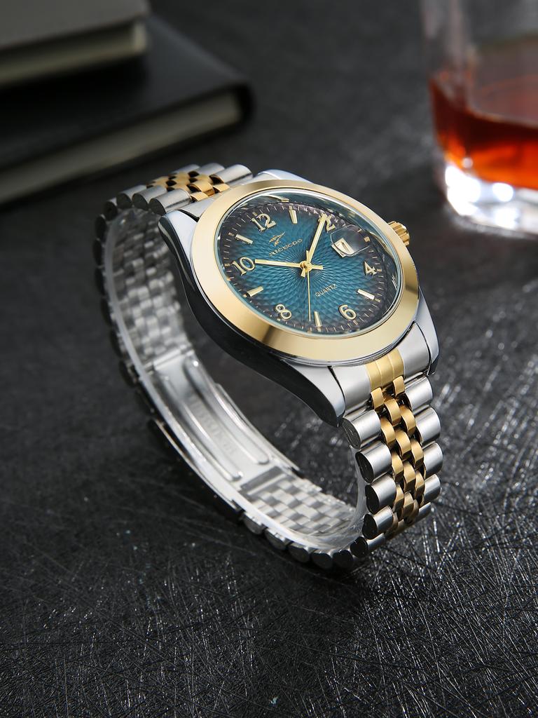Men's Waterproof Stainless Steel Strap Quartz Watch Simple Business Style Perfect Gift for Any Occasion