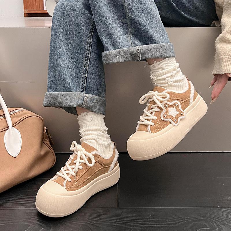 Maillard ugly cute big head shoes new 2025 popular women's winter cute bread shoes niche retro versatile board shoes