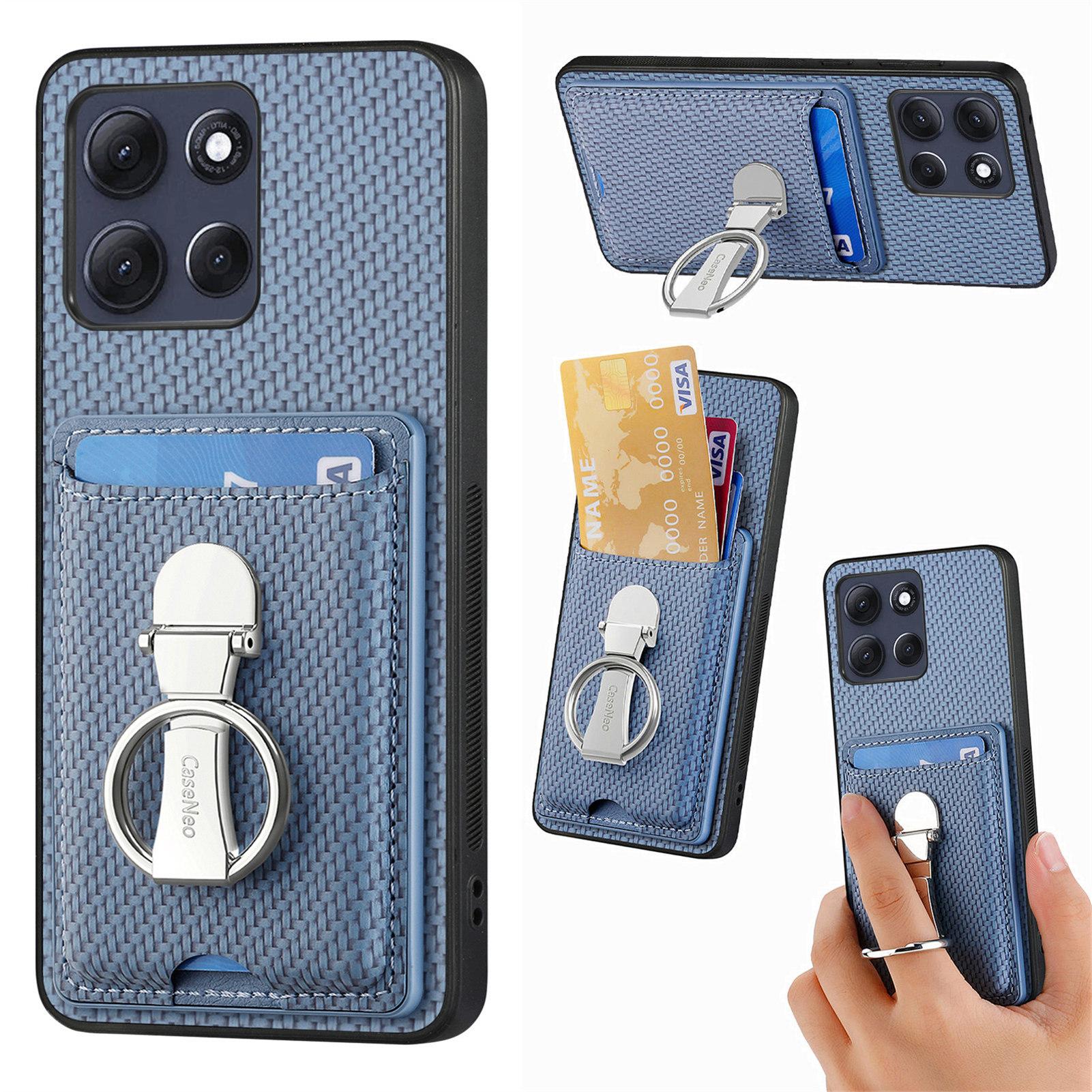 

CASENEO For Motorola Moto G86 5G Leather Phone Back Cover with Kickstand and Card Slots Carbon Fiber Texture