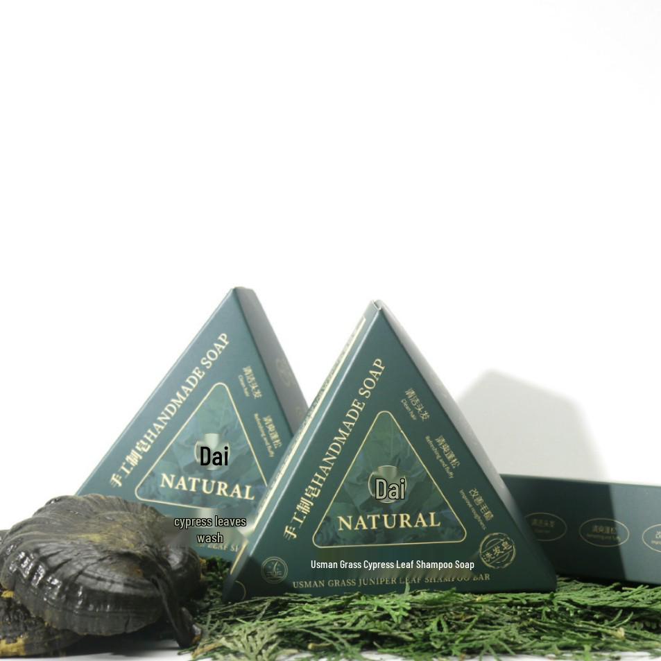 Cypress Leaf Usman Shampoo Soap: Refreshing Anti-Breakage, Anti-Dandruff, Anti-Itch Hair Wash for Bright Black Hair, Pure Powder Ancient Method Soap.