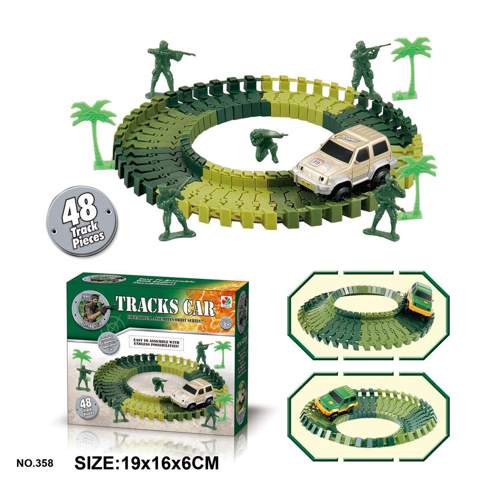 Military Railway Toy Car Track Race Car Track toy set Curved flexible track flash car kids GIFs Educational toys Gifts For Kids