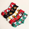 5 Pairs of Winter Warm Knit Socks for Women Autumn and Winter Trend Christmas Stockings Santa Claus Elk Snowman Gingerbread Man Cartoon Tube Socks