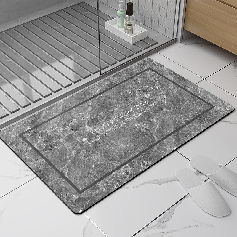 Nordic Style Marble Pattern Diatom Mud Bath Mat - Non-slip, Water-Absorbent, Quick-Drying, Wear-Resistant Foot Mat