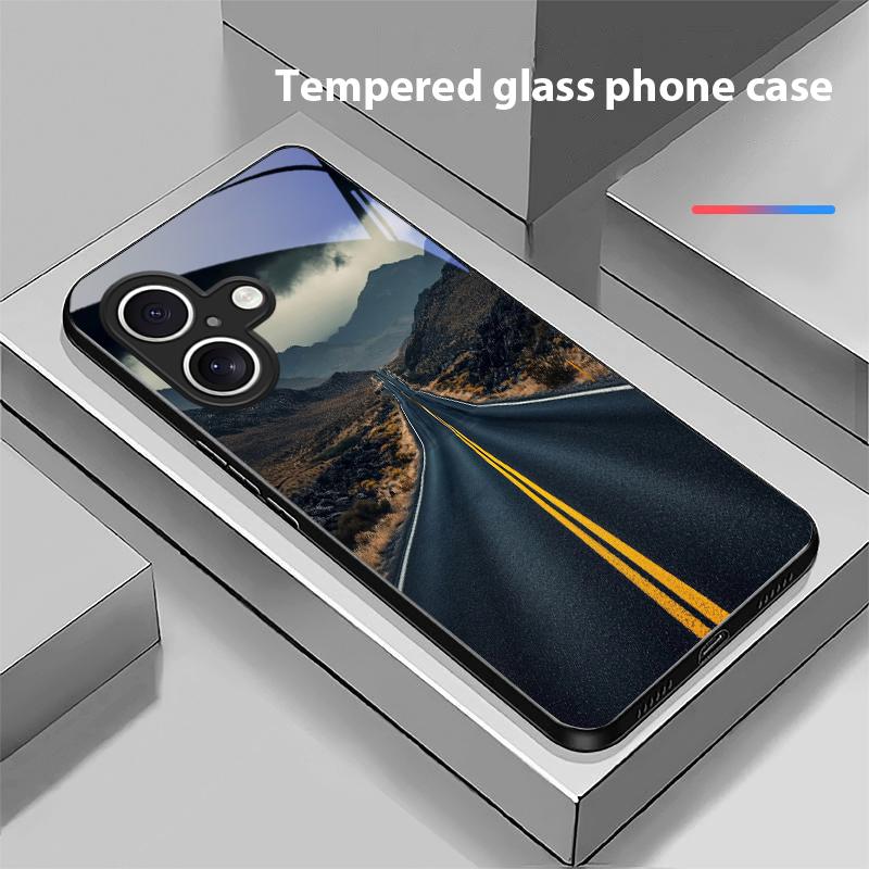 High Mountain Flow Dla Apple IPhone 16E 16 E 11 13 15 P Ro 14 Pro Max 12 Mini 7 8 Plus XR X XS Czarne Szkło Hartowane Etui na Telefon