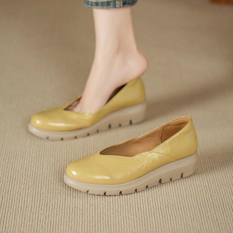 French-style Shallow-mouthed Women s Single Shoes Round-toed Thick-soled Shoes Comfortable Grandma Shoes Flats 35 2740₽