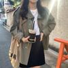 Korean Green Workwear Windbreaker: Women's Retro Petite Spring-Autumn Casual Short Loose Jacket