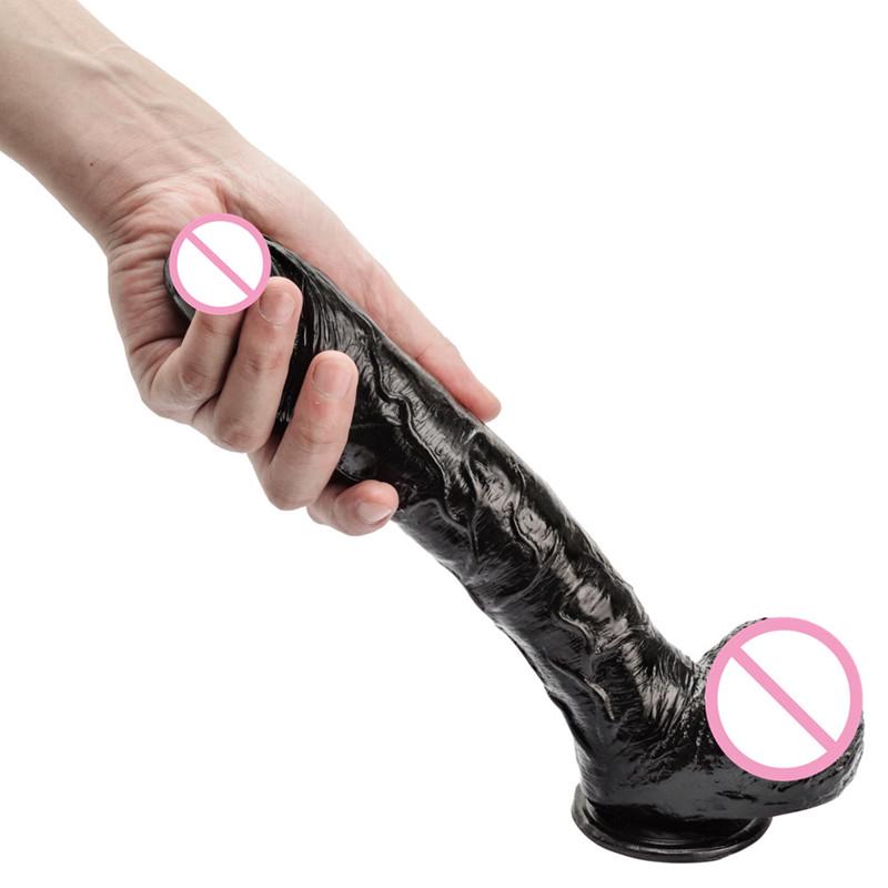 28*5CM Super Huge Black Dildos Realistic Anal Butt with Suction Cup Big Soft Penis Sex Toy For Women