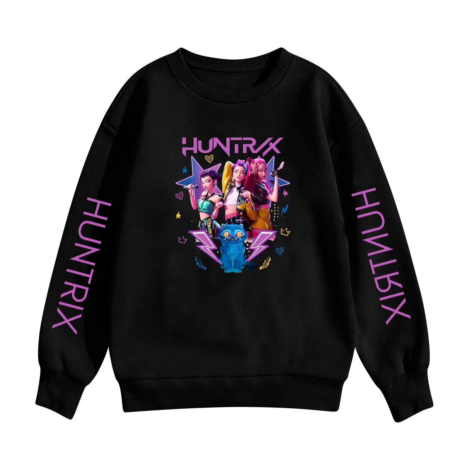 

Детская толстовка с капюшоном для мальчиков и девочек, модная толстовка с длинными рукавами и принтом 150 чёрный