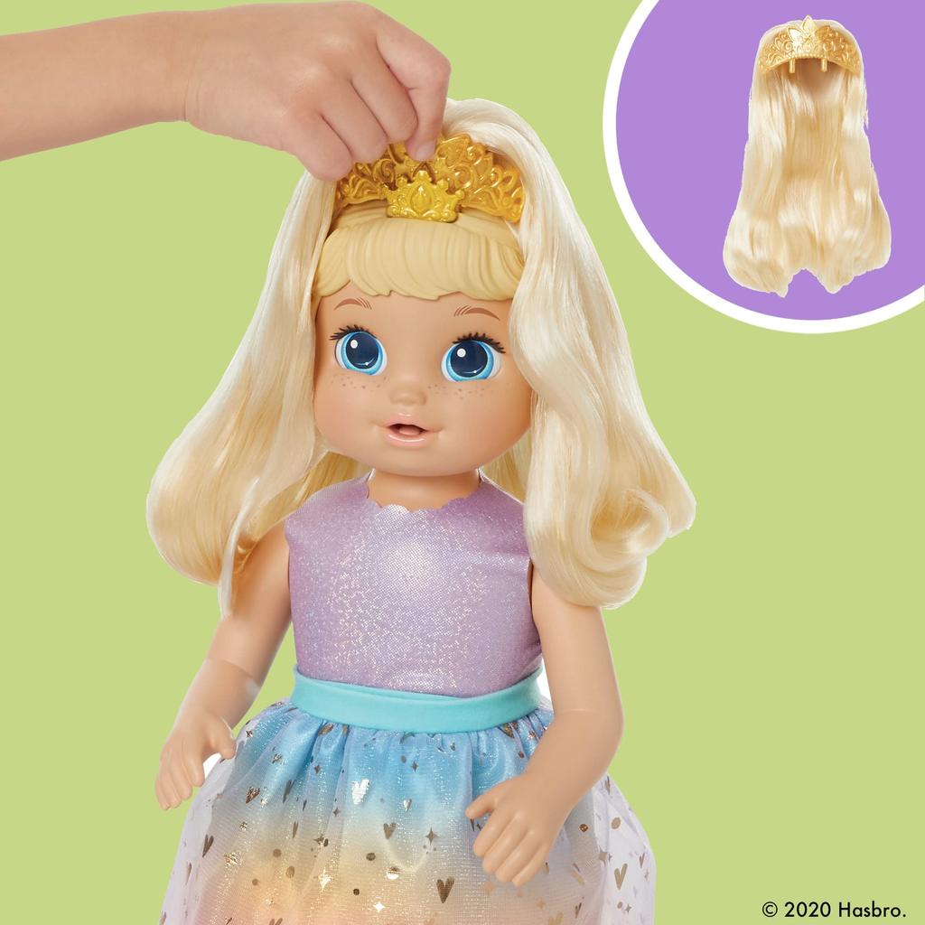 Baby Alive Grow Up Princess Ellie Doll 18 Inches Doll That Grows from a Baby To a Princess and Talks In Ages 3 and Up Includes 9 Accessories Hair