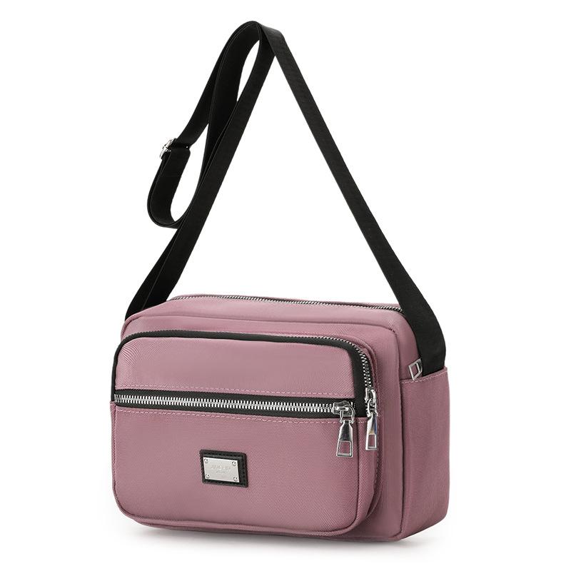 

Женская сумка из нейлоновой ткани, сумка через плечо, многослойная деловая сумка на одно плечо, холщовая сумка для мам, универсальная ткань Оксфорд розовый