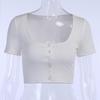 Butoni Top Crop de Vară Tricou Femei Corset Slim Tricou Tricotat Femeie Casual Basic Sexy Tricou Femeie