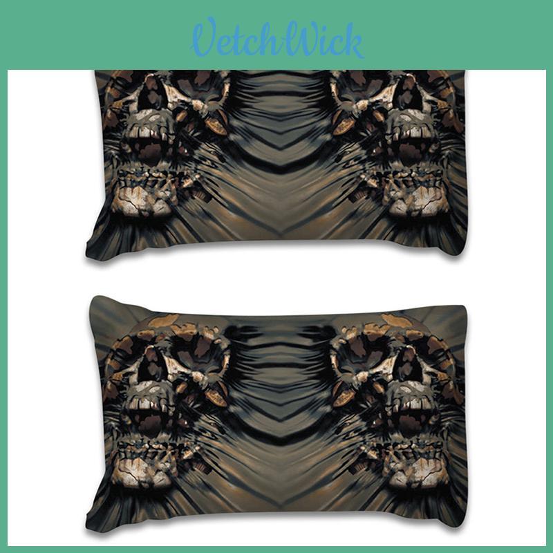 Premium Skull 3d Duvet Quilt Cover With Pillow Case Reversible Bedding Set For Unique Decor