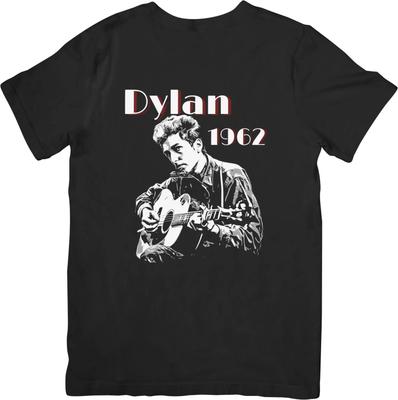 Bob Dylan 60 Folk Music Unisex Passform für Männer & Frauen Qualitäts-Baumwoll-T-Shirt Schwarz